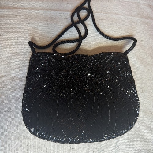 Borsa sera nera con perline - da,