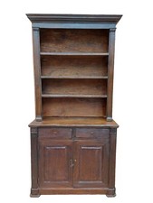 Credenza credenzina in rovere con alzata a giorno piattaia