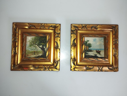 Coppia quadretti pittura olio - pittura,