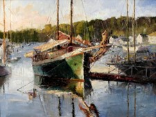 Harbor Fishing Boat Art Giclee Printed Oil Painting Print