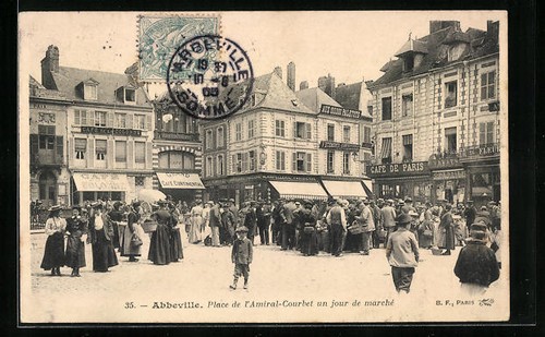 Cpa abbeville place de - abbeville,,
