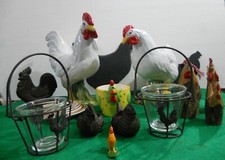Collezione lotto galli galline ceramica legno ghisa vintage