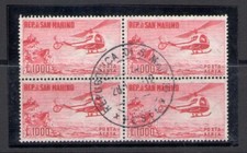 1961 SAN MARINO, Blocco di Quattro - Elicottero n. 138- 1.000 Lire carminio - Us