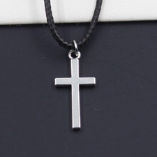 Collana corda nera - , croce