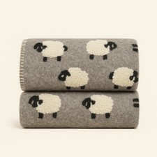 Lana cotta 150x170 morbido PLAID caldo Pecorelle Grigio