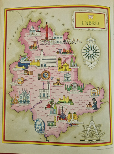 Umbria vintage cartina anni - umbria,