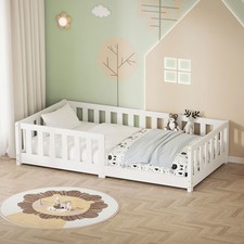 Letto a terra per bambini 160x80 cm bianco con rete a doghe lettino montessori