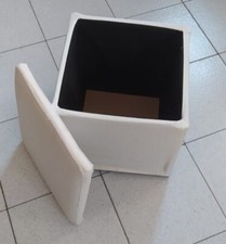 pouf contenitore poggiapiedi cubo portaoggetti stoffa con struttura in metallo