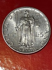 VATICAN 5 Lire Coin 1951 POPE