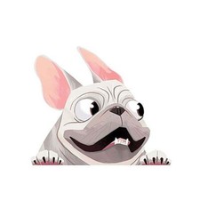 ADESIVO AUTO BULLDOG FRANCESE CANE CARTONE ANIMATO 3D TRIDIMENSIONALE 13X11cm