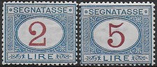 1903 Italia segnatasse Lire 2 + 5 MNH Sassone n. 29/30