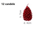 Set 12 Pezzi Candele A Forma Di Pigna 4x7cm Rosso bal