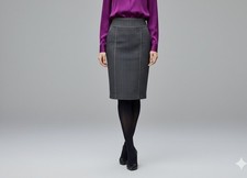 MAX MARA, GONNA MIDI, TG 40, Cotone,  Gessata,A Righe Verticali.