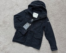 Giacca felpa uomo Y2K Abercrombie & Fitch blu navy con cappuccio e bottoni davanti nuova con etichette M