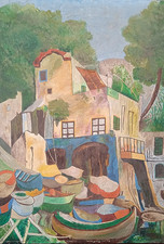 Quadro Paesaggio Marino Barche