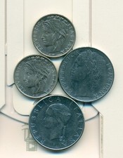 4 DIFFERENT 100 LIRE COINS