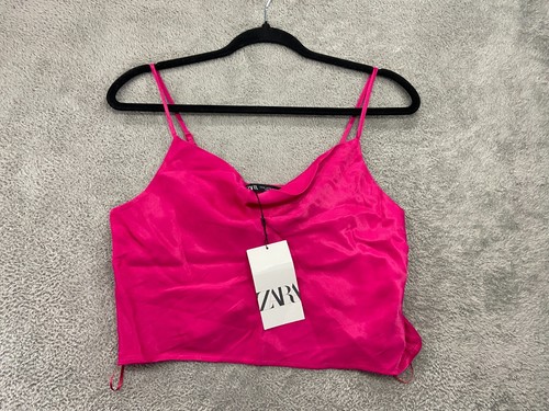 Zara top donna rosa raso - donna, xs