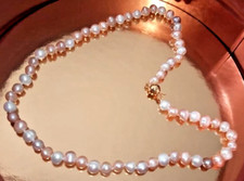 ?Bellissima COLLANA di PERLE NATURALI VERE semi sferiche multicolor 8mm 40cm