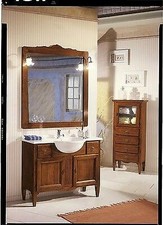 MOBILE BAGNO ARREDO LEGNO MASSELLO ARTE POVERA CON SPECCHIERA