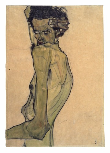 Schiele autoritratto con - schiele,
