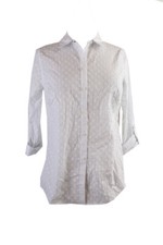 Charter Club Bianco Roll-Tab-Sleeve Testurizzato Pois Camicia 4