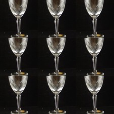 ANTICO ART DECO SERVIZIO 10 BICCHIERI CALICI CRISTALLO DESSERT BOEMIA MOLATI