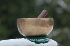 CAMPANA TIBETANA - 14/15,5 cm 620 g - OTTONE LAVORATO A MANO 