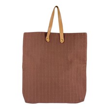 Borsa a mano originale HERMES Amedaba GM marrone cotone/pelle/tono oro - z7529