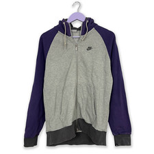 Felpa Nike Vintage grigia e viola con zip e cappuccio anni 2000 - Taglia S/M uom