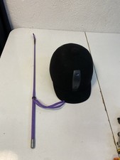 Casco Da Equitazione Tg 58 Marca Tattini Colore Nero Con Frustino Viola