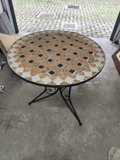 Tavolo da Giardino Rotondo in Acciaio 100x75 cm Mosaico