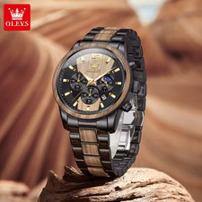 Orologio da polso uomo in legno acciaio inox orologio da uomo orologio da uomo cronografo Natale nuovo