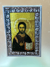 ICONA GRECA CRISTO PANTOCRATORE SU VETRO