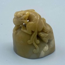 Coppia Draghi scultura saponaria Cina fine XIX sec.