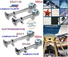 COPPIA TROMBE MARINE MADE in ITALY Cm.40+47 ELETTROMAGNETICHE 12V 121dB EM1/2