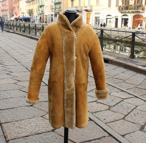 Cappotto pelle montone beige - cappotto,