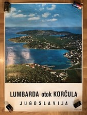POSTER PUBBLICITARIO VINTAGE ORIGINALE LOMBARDA KORČULA ISOLA CROAZIA JUGOSLAVIA
