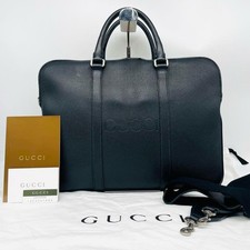 GUCCI 674174 Valigetta Borsa Business Pelle Nera Logo Vintage dal Giappone