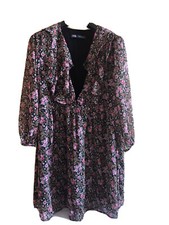vestito abito con volant fantasia a fiori ZARA taglia L