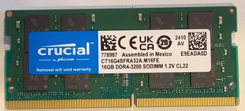 Crucial 16gb ddr4 - ddr4-3200, sodimm