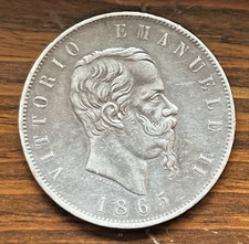 Regno italia lire - 5, 1865-t