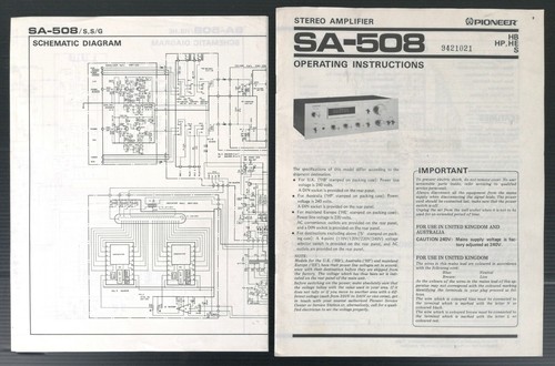 Pioneer 508 manuale - pioneer, sa-508