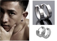 Argento orecchini 4mm UOMO DONNA UNISEX cerchio ACCIAIO INOX TITANIO