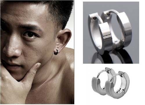 Argento orecchini 4mm uomo - orecchini,