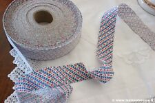 20 MT. DI SBIECO VINTAGE IN COTONE NASTRO PER BORDURA FIORI CUCITO PASSAMANERIA