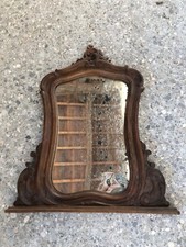 Specchiera da camino antica in legno di noce , specchio originale.