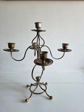 Raffinato candeliere in ottone, originale Liberty/Art Nouveau primi anni del 900