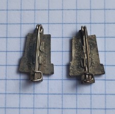 WW2  Coppia Distintivi  in metallo argentato per Fiamme Bianche GIL Anni 1930