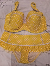 FLOOZIE bikini giallo margherita UW taglia 38E e 14 slip con gonna nuovo con etichetta