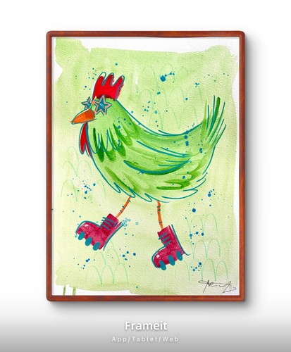 Dipinto verde pattino - , pollo